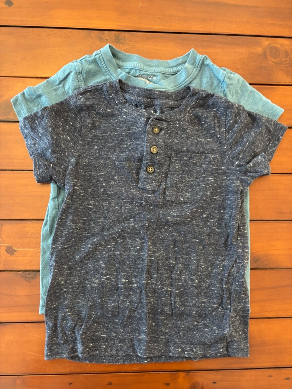 Toddler Blue Short Sleeve Henley T-Shirts (2)